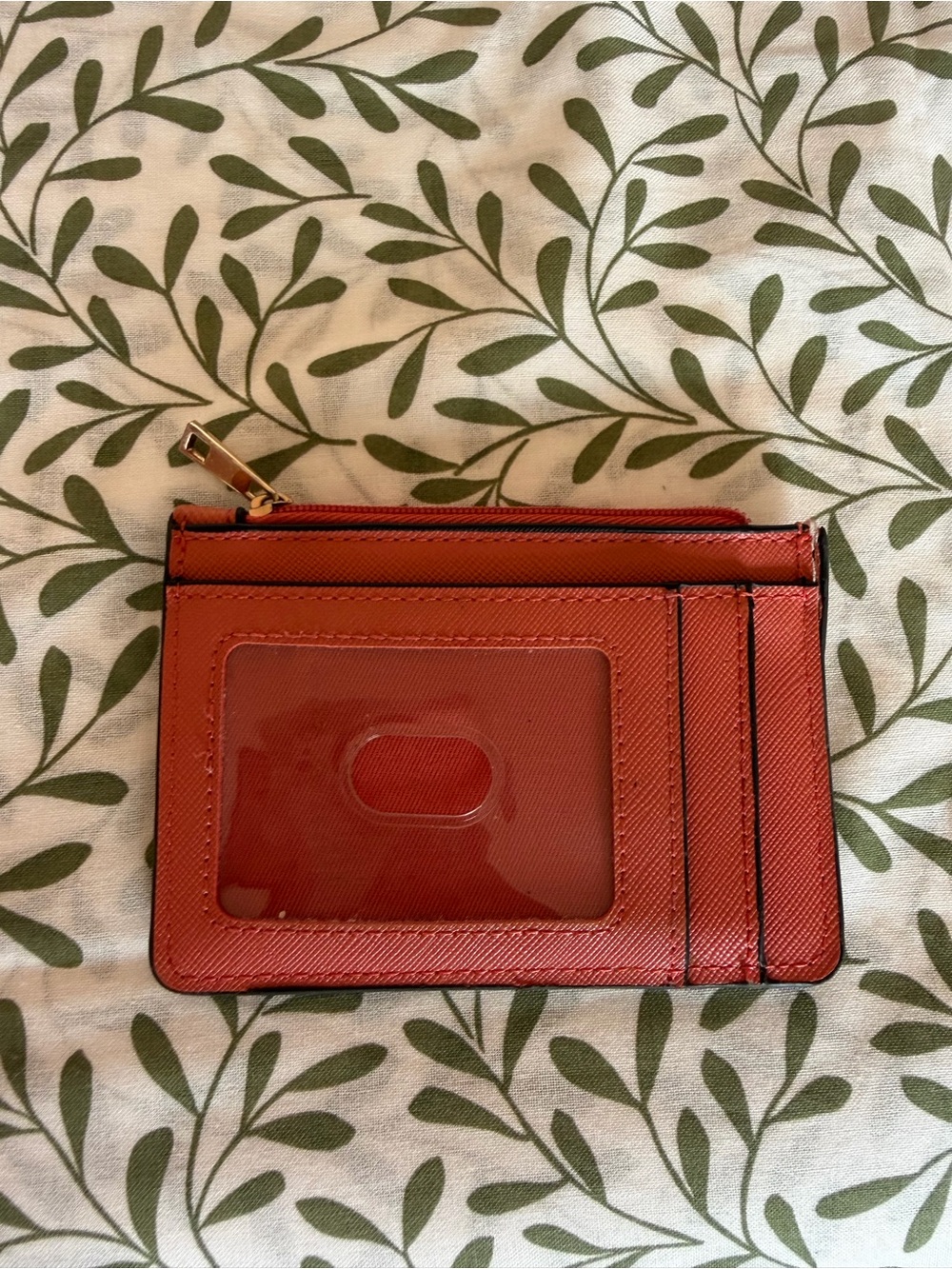 a new day Coral Card Holder with ID Window and Zip Pocket